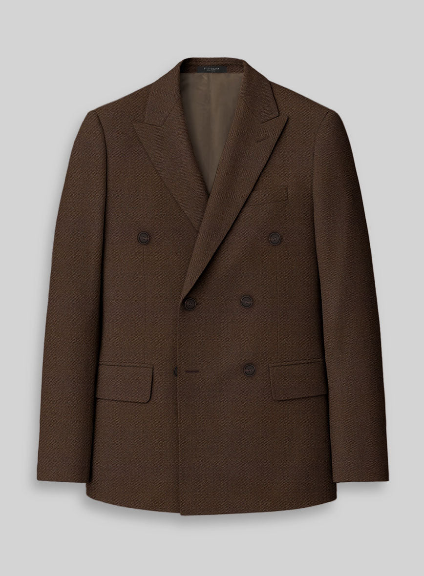 Worsted Brown Wool Double Breasted Jacket