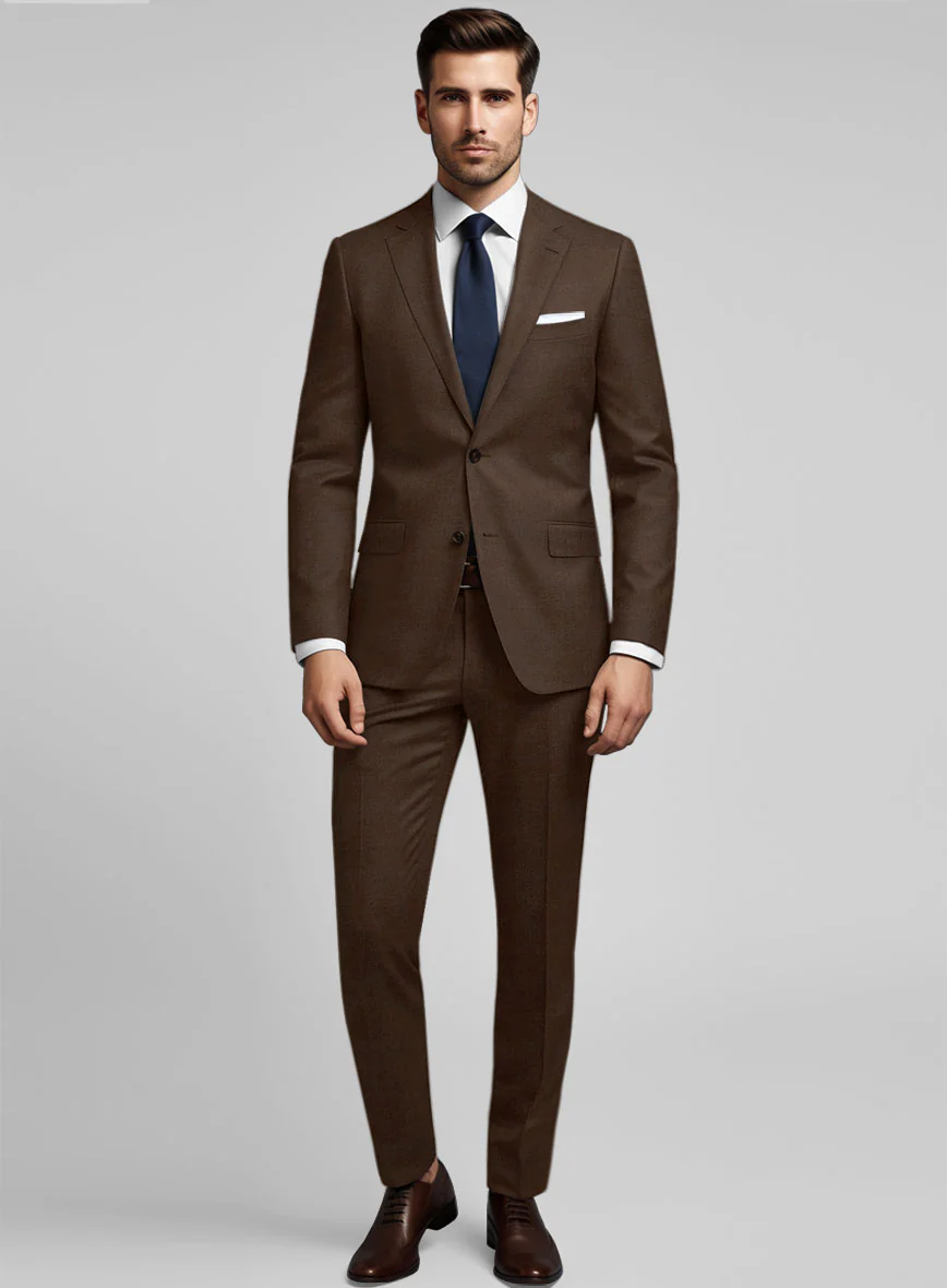Worsted Brown Wool Suit
