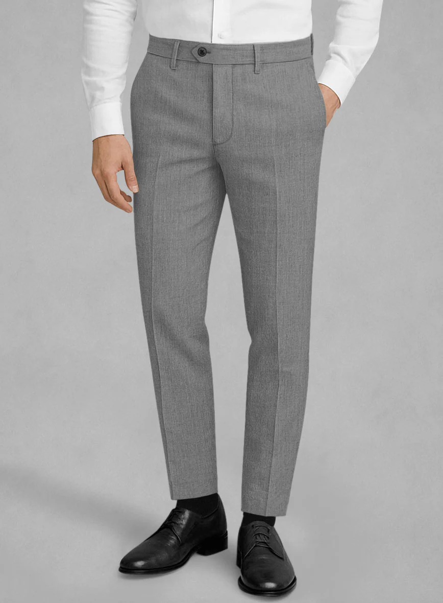 Worsted Light Gray Wool Double Breasted Suit - Image 7