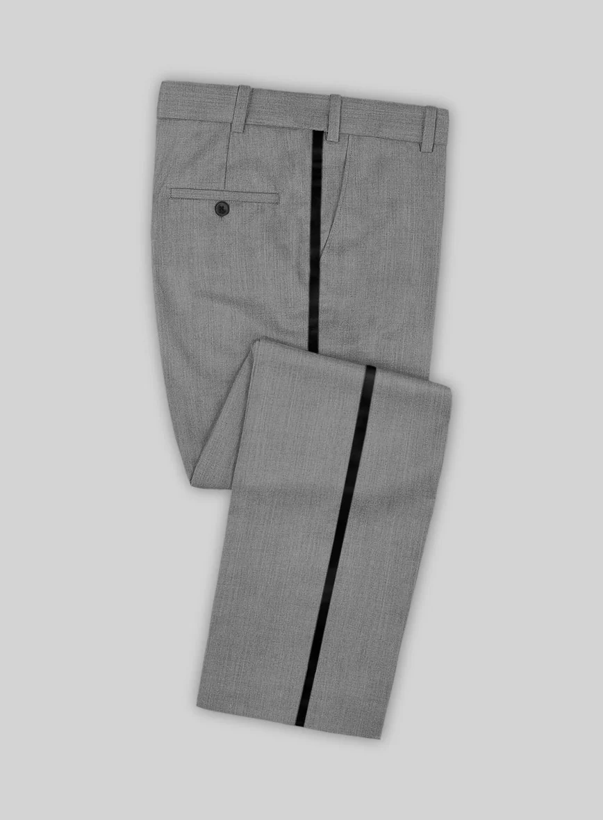 Worsted Light Gray Wool Tuxedo Suit - Image 3