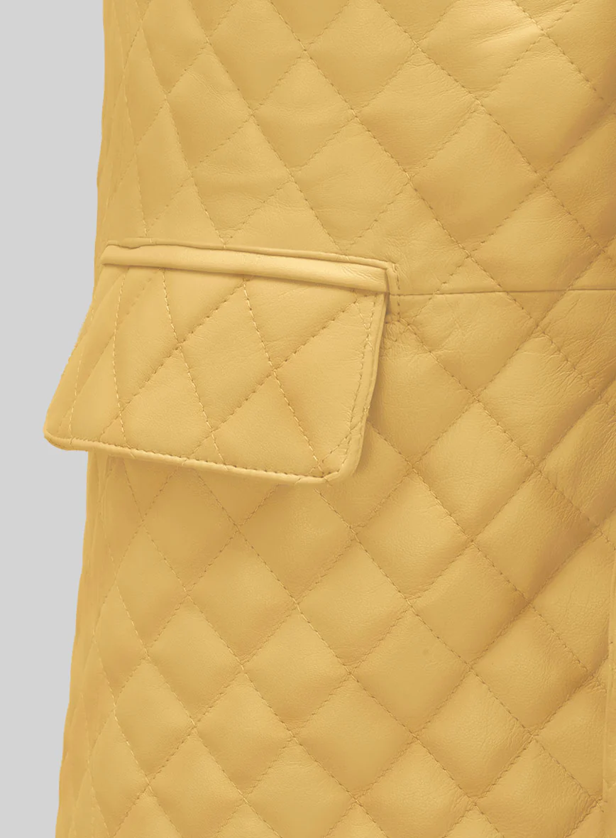 Yellow Bocelli Quilted Leather Blazer - Image 4