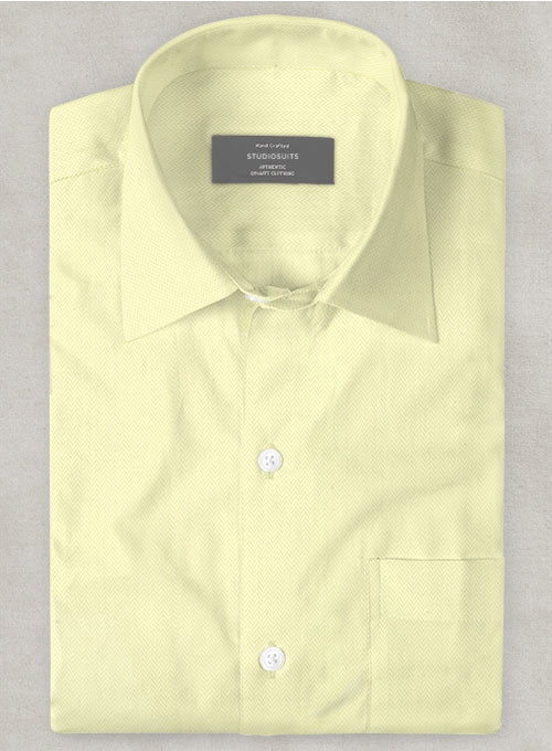 Yellow Herringbone Cotton Shirt - Image 2